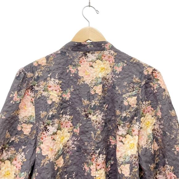 & Other Stories Paris Atelier Cottage Floral Gray & Pink Cotton Blouse Size 8 - Picture 10 of 16